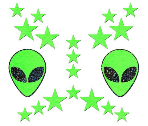 Pastease Set: Neon/Glow Green & Black Alien - One Size
