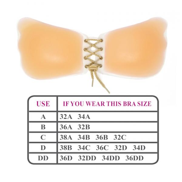 Cleavage Gal Silicone Lace Up Bra - Beige - – BB Store