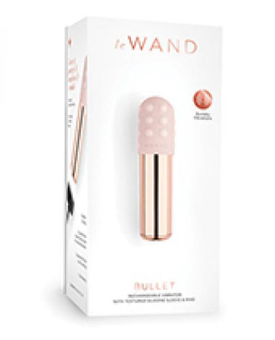 Le Wand Chrome Bullet Rechargeable w/Silicone Textured Ring - Rose Gold