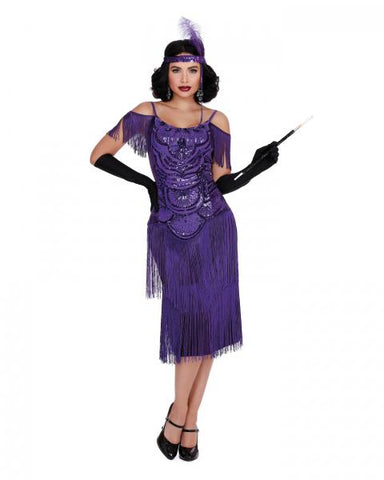 Miss Ritz Flapper Dress and Headpiece - Purple -