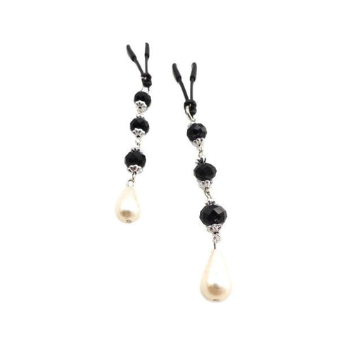 Bijoux De Nip Black Beads With Pearl Tear Drop