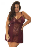 Devin Soft Cup Babydoll and G-String - Zinfandel - Size