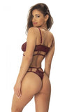 Violetta Bandeau Bra with High Waist Panty - Zinfandel -