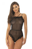 Cheri Mesh Romper with Eyelash Lace - Black -