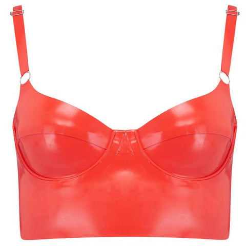 Full Cup Latex Bra - Red -