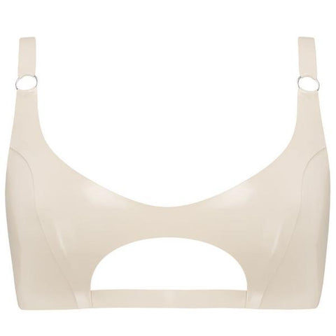 Latex Cut Out Bralette - White -