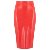 Midi Latex Skirt - Red -