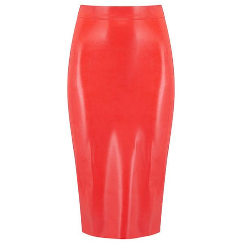 Midi Latex Skirt - Red -