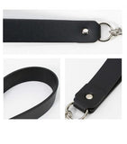 Chain Leash With Leather Handle - Black
