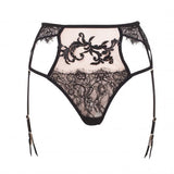 Vida High-Waist Suspender Thong - Rose Dust/Black -