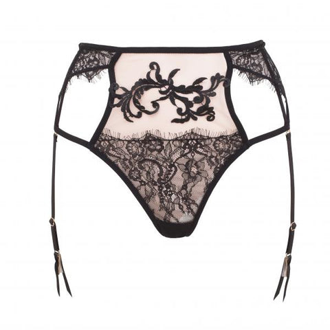 Vida High-Waist Suspender Thong - Rose Dust/Black -