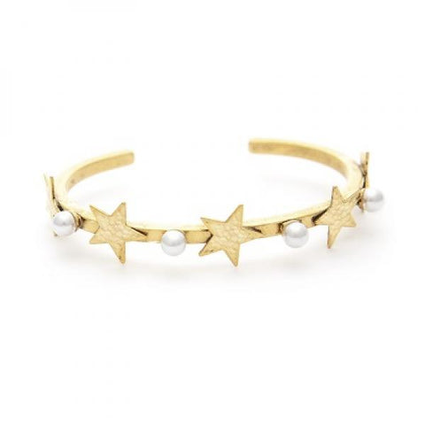 Mini Star and Pearl 22kt Gold Plated Brass Bracelet – BB Store