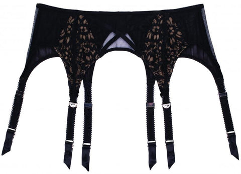 Dahlia Suspender Belt - Black/Nude -