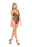 Two-Tone Multi Cross Bodysuit - Black/Nude -