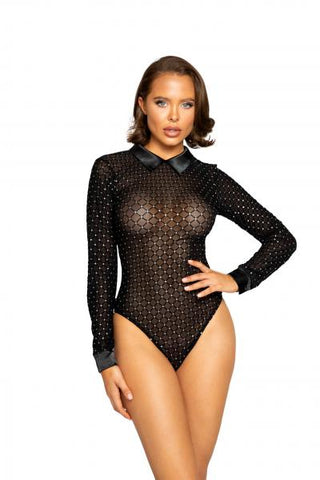 Glittered Diamond Teddy with Collar Detail - Black -
