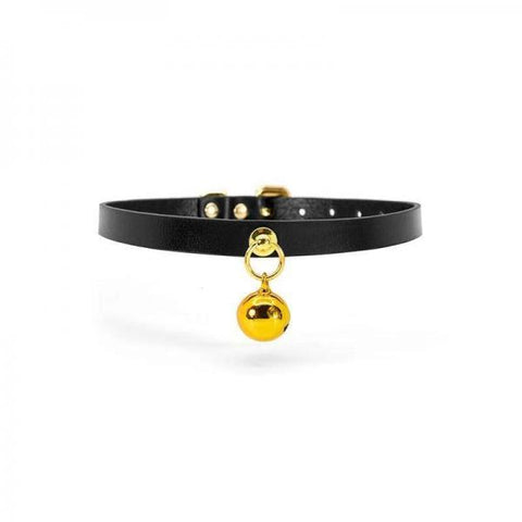 Black Kitty Collar With Gold Bell -