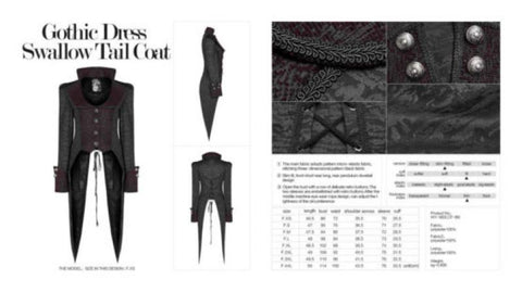Gothic Dress Swallow Tail Coat - Black -