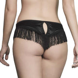Sophie Playful Crotchless Fringe Panty - Black -