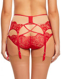 Maestra Suspender Belt - Red/Nude -