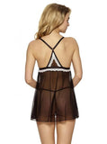Pamela Fly-Away Babydoll and G-String - Black/White -
