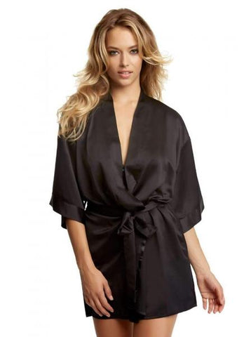 Muse Satin Kimono - Black -