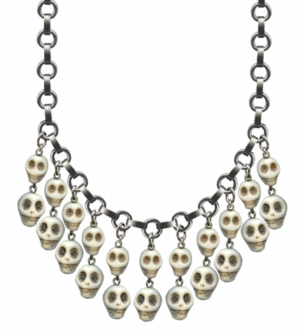 Bohemian Cowgirl Howlite Double Skull Necklace