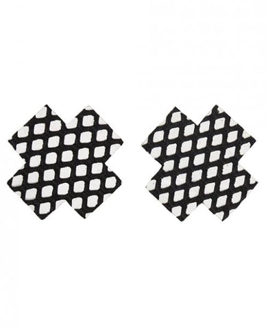 Fishnet Cross Pasties - Black - One Size