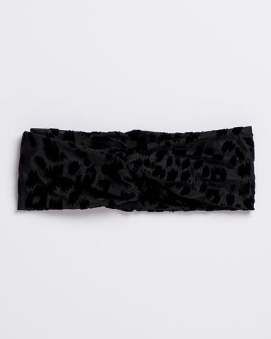 Foxey Lady Burnout Velvet Black Turban