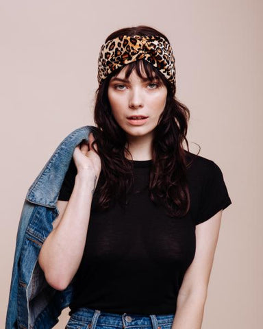 The Bebe Leopard Velvet Turban