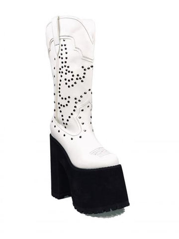 Bad Bitch Cowgirl Platform Boot - White - Size 10