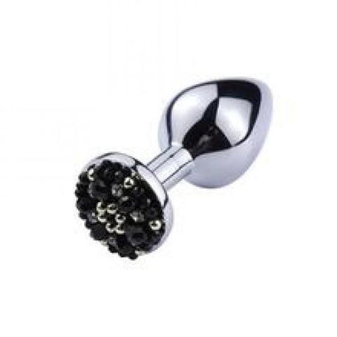 Chrome Anal Plug With Black Beads - Small