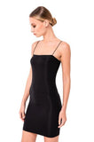 Spaghetti Strap Slip Dress - Black -