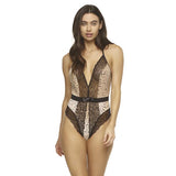Henny Micro & Lace Bodysuit with Thong Back - Animal -