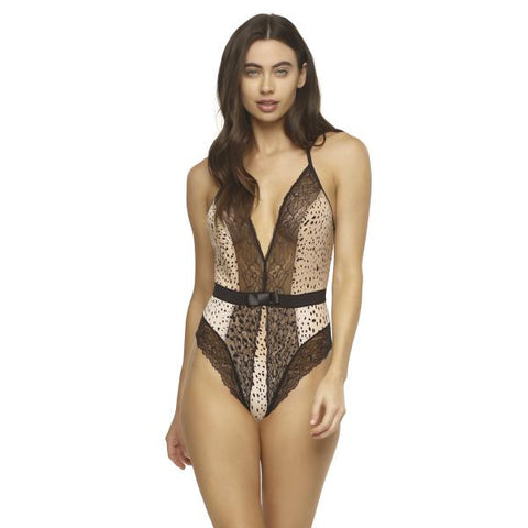 Henny Micro & Lace Bodysuit with Thong Back - Animal -