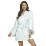 Hazel Satin & Lace Kimono - Bridal Blue -