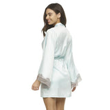 Hazel Satin & Lace Kimono - Bridal Blue -
