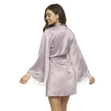 Hazel Satin & Lace Kimono - Gull Grey -