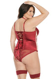 Demi Cup Bustier with Applique Details - Merlot/Nude -
