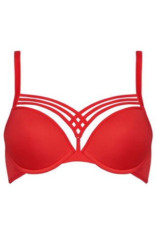 Dame De Paris Push Up Wired Padded Bra - Red -