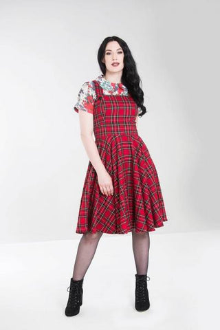Irvine Pinafore Dress Red Plaid