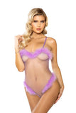 Sheer Marabou Teddy - Lavender -