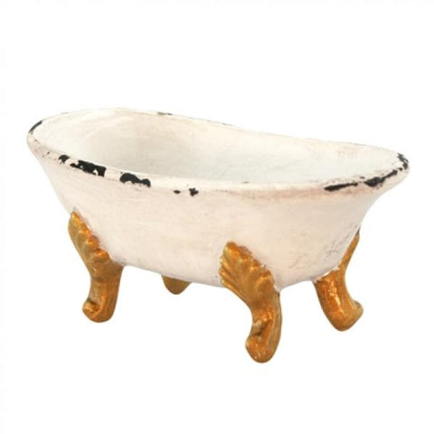 Bath Tub Ring Holder with Gold Legs - White