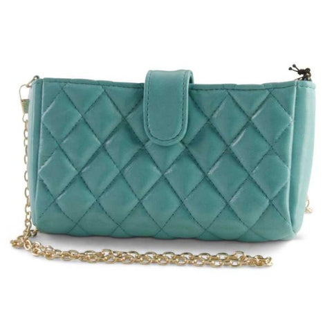 Quilted Faux Leather Wallet Purse - Turquoise