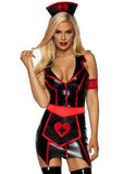 4 Piece Naughty Nurse - Black/Red -
