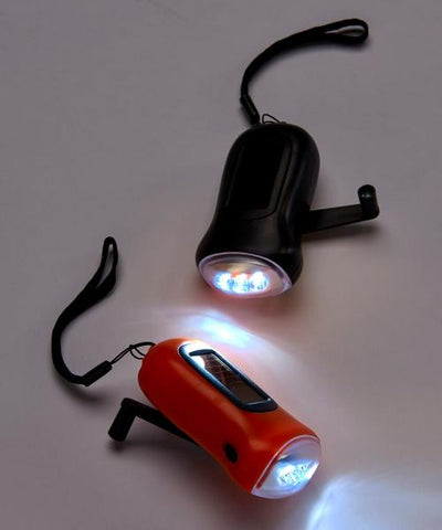 Solar No Battery LED Flashlight - Black