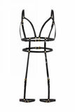 Open Harness Bra with Leg Cuffs - Black -