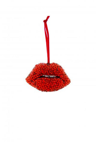 Jeweled Lips Ornament - Red