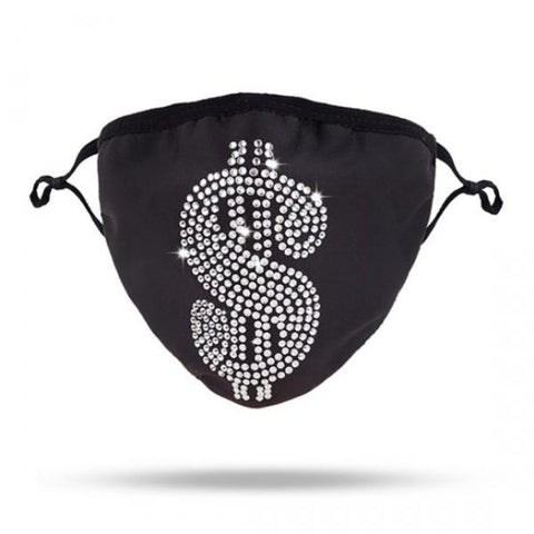 Rhinestone $ Sign Mask - Black