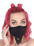 Fancy Beaded Face Mask - Black