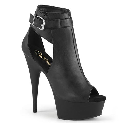 6" Platform Delight Peep Toe Bootie - Black -